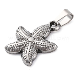 304ステンレスペンダント  ヒトデ/海星  ステンレス鋼色  24x19.5x3.5mm  穴：3.5x5.5mm&nbsp;STAS-E463-13P