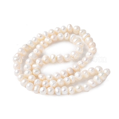 天然養殖淡水パールビーズ連売り  ポテト  グレード3 A  雪  4~5mm  穴：0.6mm  約84~87個/連  14.09''~14.96''（35.8~38センチメートル）&nbsp;PEAR-I007-07Q-05C