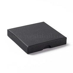 ペーパー スポンジ マット ネックレス ボックス  正方形  ブラック  9x9x1.6cm  内径：8.3x8.3x1のCM&nbsp;OBOX-G018-01B-02