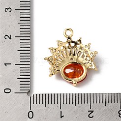 真鍮チャーム  ガラスと  花  カラフル  ゴールドカラー  20x18x4.5mm  穴：1.4mm&nbsp;KK-C062-059G