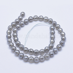 Electroplated Natural Grey Agate Beads Strands&nbsp;LS-G-G724-8mm