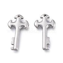 変色しにくい304ステンレススチールペンダント  キー  ステンレス鋼色  18.5x10.5x2.2mm  穴：1mm&nbsp;STAS-K207-48P
