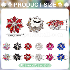 6Pcs Brass Glass Rhinestones  Cufflinks&nbsp;HJEW-PH02146