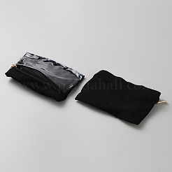 長方形ポリエステルジュエリー収納バッグ6個  ジッパーと窓付き  ブラック  8x11x0.7cm&nbsp;ABAG-WH20006-11C
