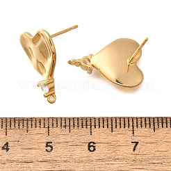 真鍮製マイクロパヴェキュービックジルコニアスタッドピアスパーツ  ハート  18KGP本金メッキ  18x13mm  穴：1mm  ピン：0.8mm&nbsp;KK-Z092-03G