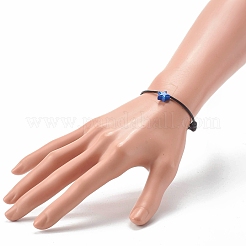 ワックスポリエステル調節可能なコードブレスレット  スプレー塗装真鍮チャーム付き  スター  ミックスカラー  0.15cm  内径：1-5/8インチ（4~8.1cm）&nbsp;BJEW-JB06543