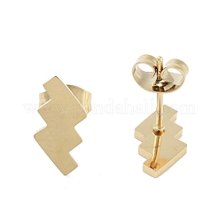 PVD真空メッキ304ステンレススチールスタッドピアス（女性用）  稲妻  ゴールドカラー  12x6mm&nbsp;EJEW-A048-03G
