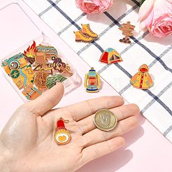 15個 15スタイル アウトドア ホリデーテーマ エナメルピン  バックパック用合金ラペルピンバック  ゴールドカラー  混合図形  19.5~30x16~31mm  1個/スタイル&nbsp;JEWB-CJ0003-61