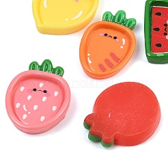 不透明な樹脂模倣食品カボション  フルーツ  ミックスカラー  17~28x18~24.5x4.5~7mm&nbsp;RE-CBAA0C5-02