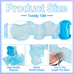 12mポリエステルウェーブエッジリボン  衣服アクセサリー用  シアン  4-1/2~4-3/4インチ（115~120mm）&nbsp;DIY-TA0013-02