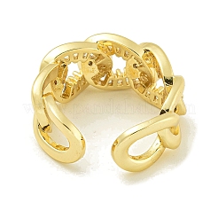 Brass with Cubic Zirconia Open Cuff Rings for Women&nbsp;RJEW-U011-11G