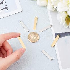 ステンレスペンダント201個  鏡面研磨仕上げ  長方形  空白タグのスタンプ  ミックスカラー  32x6x1.5mm  穴：3mm  2色  3個/カラー  6個/箱&nbsp;STAS-UN0012-34