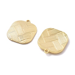 真鍮チャーム  カドミウムフリー＆ニッケルフリー＆鉛フリー  正方形  18KGP本金メッキ  25x21x3mm  穴：2mm&nbsp;KK-B134-13G