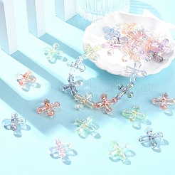 50 個の UV メッキ透明アクリルビーズ  クロス  ミックスカラー  24~24.5x25x9.5mm  穴：2mm&nbsp;MACR-CJ0002-21