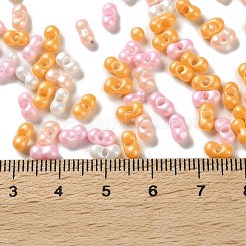ガラスシードビーズ  不透明色の光沢  ピーナッツ  カラフル  5~6x2.5~3x3~3.5mm  穴：1~1.2mm  約5000個/ポンド&nbsp;SEED-L011-04A-19