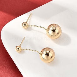真鍮製ダングルスタンドピアス  ラウンド  ゴールドカラー  23x12mm&nbsp;EJEW-P318-01G
