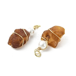Gradient Color Natural Amber Copper Wire Wrapped Pendants&nbsp;PALLOY-JF05613