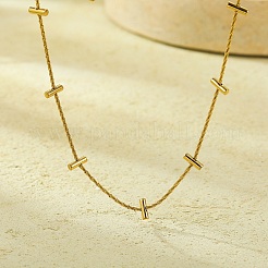 304ステンレススチール製コラムリンクチェーンネックレス（女性用）  18KGP本金メッキ  16.14インチ（41cm）&nbsp;NJEW-U031-07G