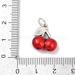 Fine Silver Red Enamel Fruit Pendants&nbsp;STER-F060-01AS-02