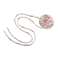 Flower Pattern Fabric Rose Tie Choker Necklaces for Women&nbsp;LS-NJEW-Z022-01F