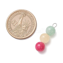3Pcs 3 Styles Dyed Natural Malaysia Jade & Rose Quartz & Black Onyx(Dyed & Heated) & Labradorite Round Beaded Pendants&nbsp;PALLOY-JF04053-02