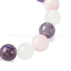 8mm Natural Rose Quartz & Quartz Crystal & Amethyst Round Beaded Stretch Bracelets&nbsp;BJEW-JB10738-01