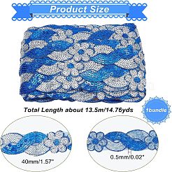 8形ポリエステルリボン  スパンコール  ブルー  1-5/8インチ（40mm）  約14.76ヤード（13.5m）/バンドル&nbsp;OCOR-WH0074-57C