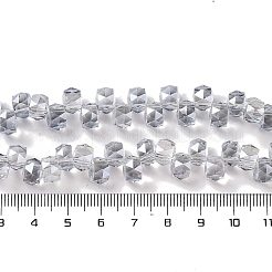 パール光沢メッキ電気メッキビーズ連売り  多面カット  ロンデル  ライトスチールブルー  8x6mm  穴：1.2mm  約95~98個/連  20.07~20.86インチ（51~53cm）&nbsp;EGLA-H104-09A-PL03