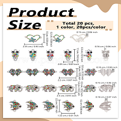 20 個 5 スタイル合金リンク/コネクター  樹脂と  蝶とハートと象と魚とフクロウ  アンティークシルバー  14~22x11~23.5x2~3mm  穴：1.5~1.8mm  4個/スタイル&nbsp;FIND-LP0007-99