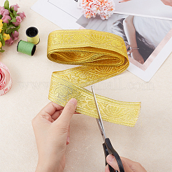 ヴィンテージジャカードポリエステルリボン  刺繍入りの織りリボン  DIYの衣類の付属品の装飾のため  ゴールド  1-5/8インチ（41x1mm）  約4.5~5.00ヤード（4.11~4.57m）/バッグ&nbsp;OCOR-FG0001-24