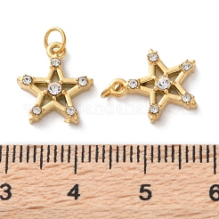 イオンプレーティング（IP）304ステンレススチールラインストーンペンダント  18KGP本金メッキ  スター  13x11x3mm  穴：2.8mm&nbsp;STAS-Q333-10G-01