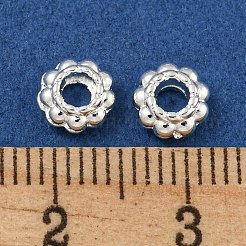 チベット風合金スペーサービーズ  鉛フリー＆カドミウムフリー  花  銀  6x3mm  穴：2.5mm&nbsp;K0870021