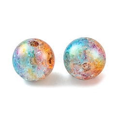 UVメッキ 虹色 アクリル クラックル ビーズ  ラウンド  カラフル  12mm  穴：2.2mm&nbsp;PACR-C009-02E