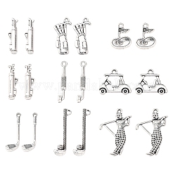 合金のチベット風チャーム  ゴルフサプリメント  アンティークシルバー  7~32x4~23.5x1.5~4.5mm  穴：0.8~4mm  80個/セット&nbsp;TIBEP-FS0001-34