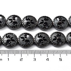 合成非磁性ヘマタイト中空ビーズ連売り  命の木とフラットラウンド  12.5x4.5mm  穴：1.4mm  約32個/連  15.67インチ（39.8cm）&nbsp;G-H303-B03
