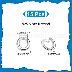 15 個 925 スターリングシルバーオープン丸カン  丸型ロック丸カン  銀  17ゲージ  6x1.2mm  内径：3.3mm&nbsp;STER-PH0001-41