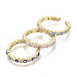 Brass Micro Pave Clear Cubic Zirconia Cuff Rings&nbsp;RJEW-T016-07G-NF