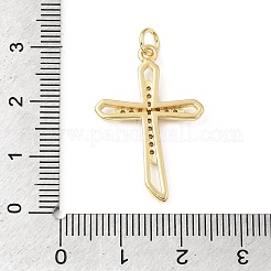 イースター 真鍮製マイクロパヴェ クリアキュービックジルコニアペンダント  クロスチャーム  16KGP本金メッキ  28.5x19x3mm  穴：3mm&nbsp;KK-E799-05D-G