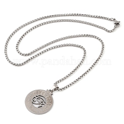 201 Stainless Steel Box Chain Eye of Horus Pendant Necklaces&nbsp;NJEW-P316-07P