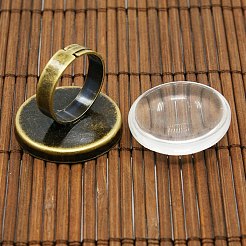 25mm Transparent Clear Domed Glass Cabochon Cover for Brass Portrait Ring Making&nbsp;KK-X0016-NF