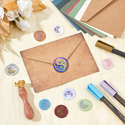 Brass Wax Seal Stamps with Wood Handle&nbsp;AJEW-WH0412-0229