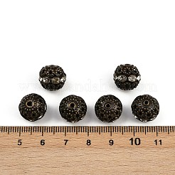 真鍮製のラインストーンビーズ  グレードA  ニッケルフリー  アンティークブロンズメタルカラー  ラウンド  クリスタル  直径12mm  穴：1.5mm&nbsp;RB-A011-12mm-01AB-NF