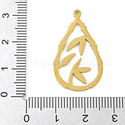 304ステンレスペンダント  レーザー切断  ティアドロップと竹の葉のチャーム  ゴールドカラー  30x17.5x1mm  穴：1.5mm&nbsp;STAS-S142-05G