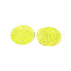 スプレー塗装された天然カピス貝のコネクタチャーム  ディスク  きいろ  15x1.5mm  穴：1mm&nbsp;BSHE-S304-18A