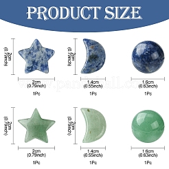 Natural Gemstone Healing Moon & Star & Round Ornaments&nbsp;AJEW-FS0001-12A