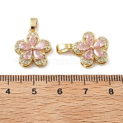 Flower Brass Micro Pave Cubic Zirconia Pendants&nbsp;KK-M325-13C-G