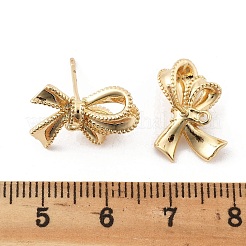 真鍮製スタッドピアスパーツ  カドミウムフリー＆ニッケルフリー＆鉛フリー  蝶結び  14KGP本金メッキ  11.5x16.5mm  穴：1.2mm  ピン：11x1mm&nbsp;KK-K371-35G