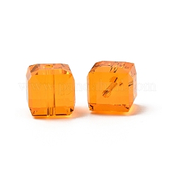 K9ガラス  模造オーストリアクリスタルビーズ  グレードAAA  多面カット  キューブ  ダークオレンジ  8x8x8mm（誤差範囲0.5~1mm以内のサイズ）  穴：0.9~1.6mm&nbsp;SWAR-F074-8x8mm-12