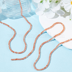 2連売り天然サンストーンビーズ連売り  多面カット  ラウンド  3mm  穴：0.5mm  約113個/連  15.35インチ（39cm）&nbsp;G-GO0001-63