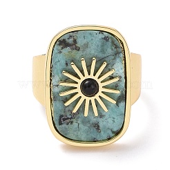 Natural African Jade & Black Agate Cuff Rings&nbsp;RJEW-P016-01A-05G